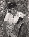 Ragazza seduta, 1954, olio, esposta prima personale alla Galleria Mediterranea, Napoli 1954
